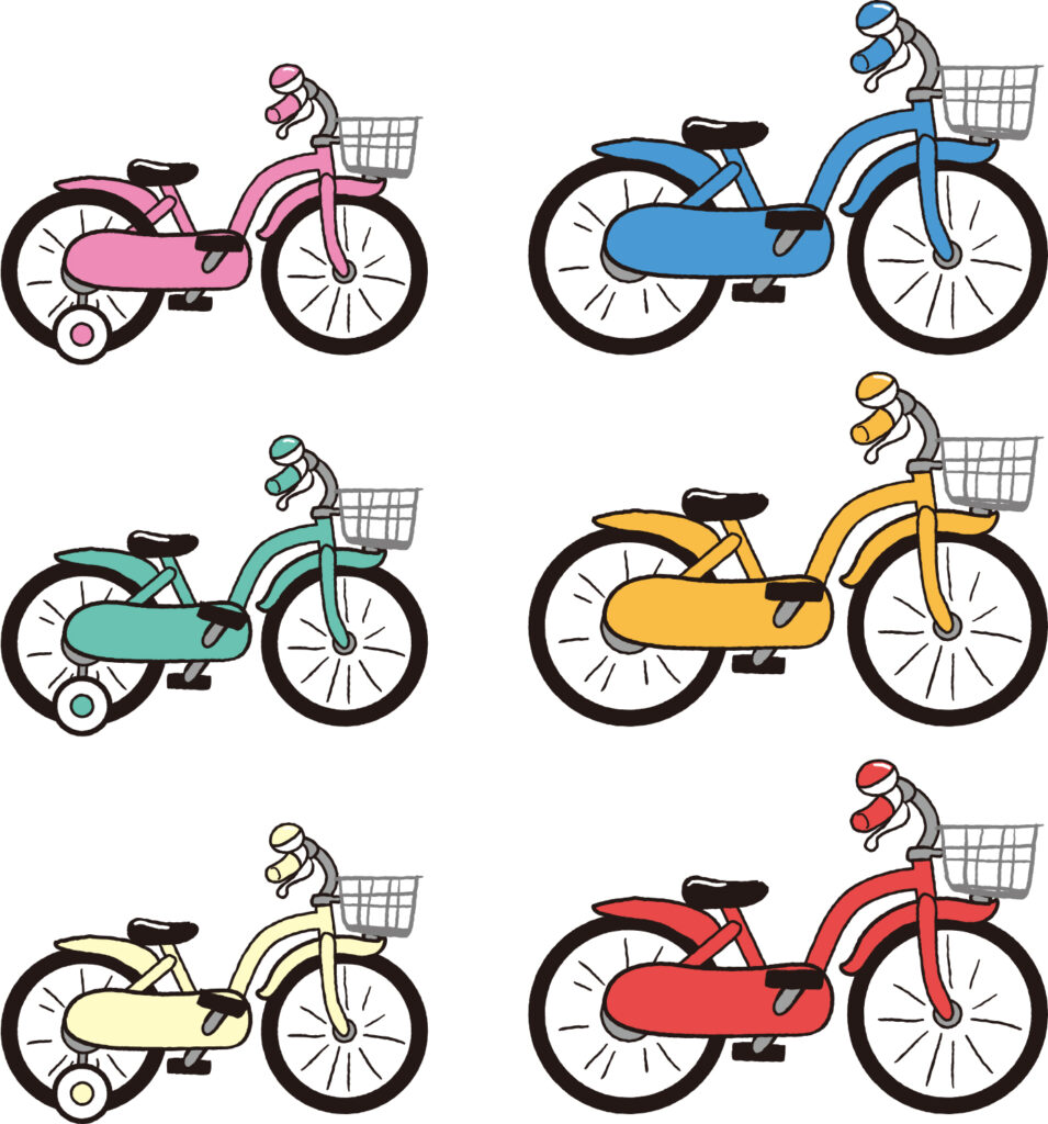 補助輪付きの自転車
補助輪を外した自転車
子ども用自転車