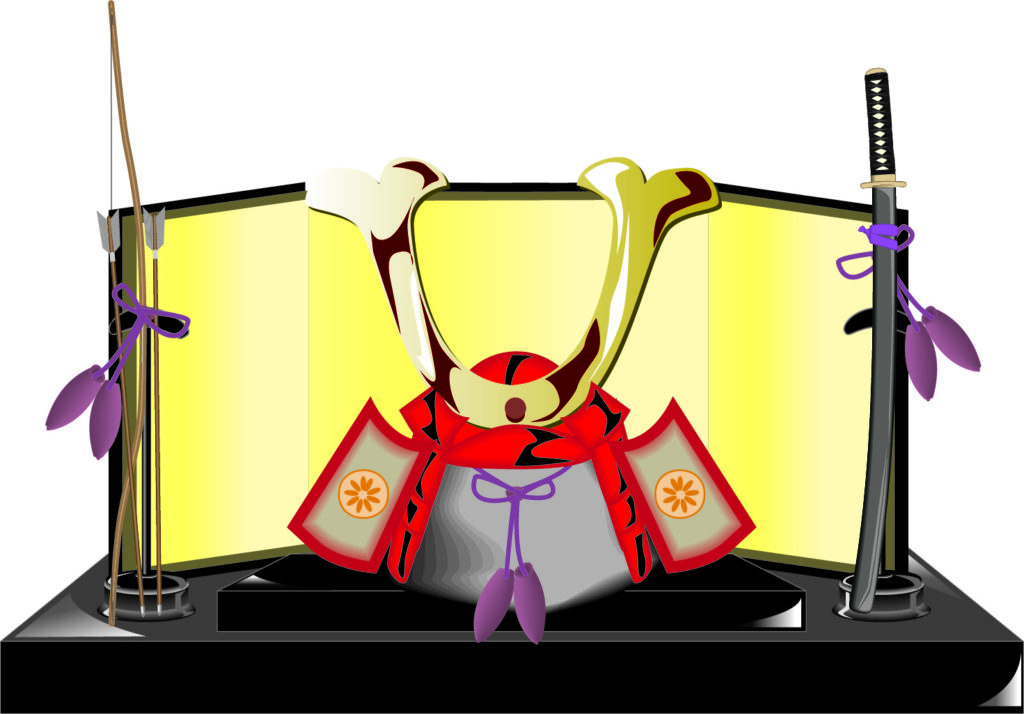 五月人形赤い兜飾り