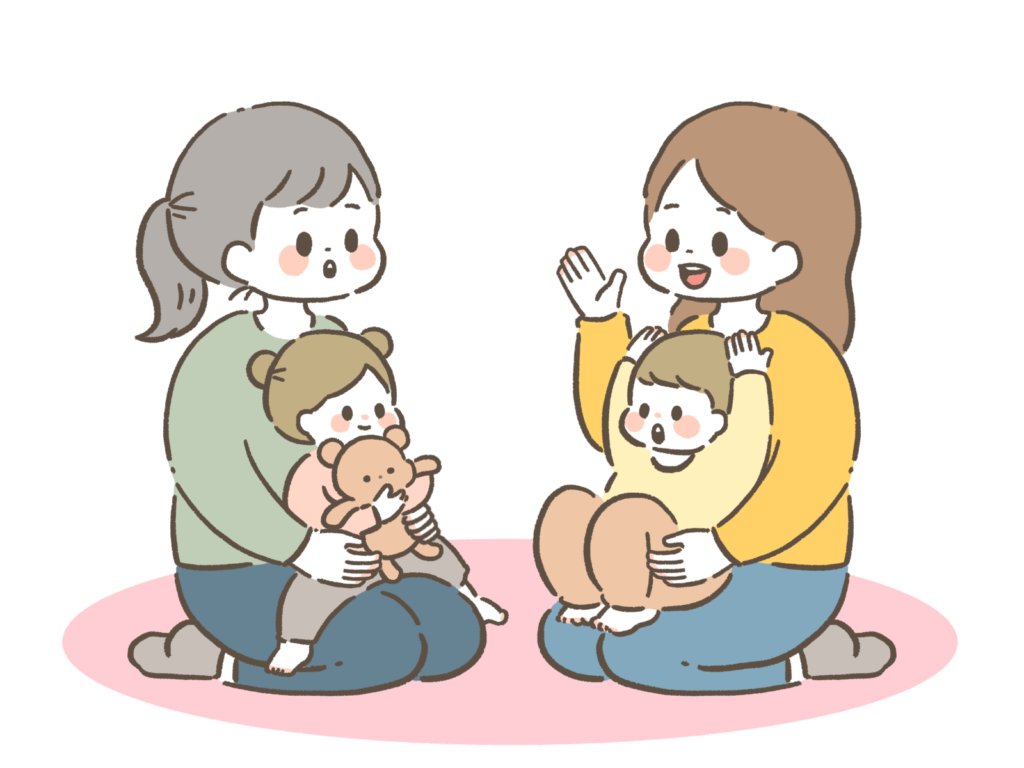 話してるママと子ども