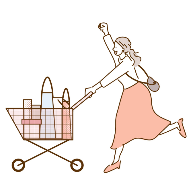 ショッピングカートを押す女性