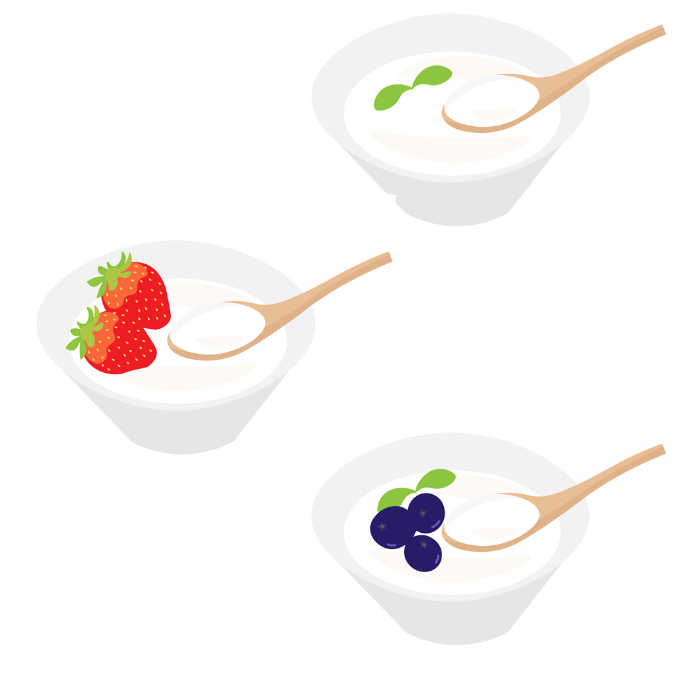 シンプルなヨーグルトとフルーツののったヨーグルト