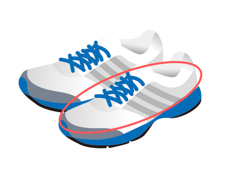 スニーカーのアッパーを指している