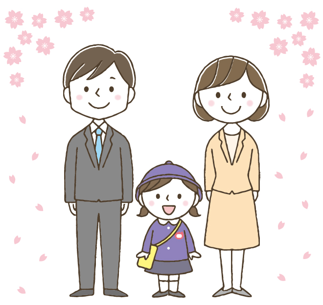 入園式のグレースカートのセットアップを着ているママ