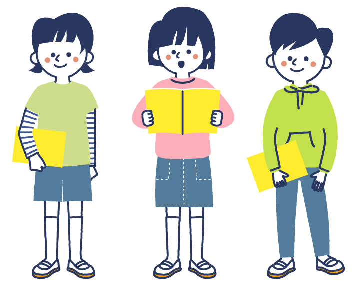 上履きを履いた3人の子ども